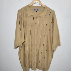Michael 88 Irvin Men Sweater Size 3XL Silk Rayon Dad Vintage Retro Knit Brown